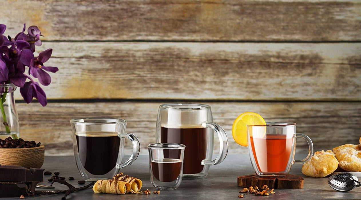 Savor Double Wall Insulated Glasses Espresso Mugs (Set of 2) - 5.4-Ounces
