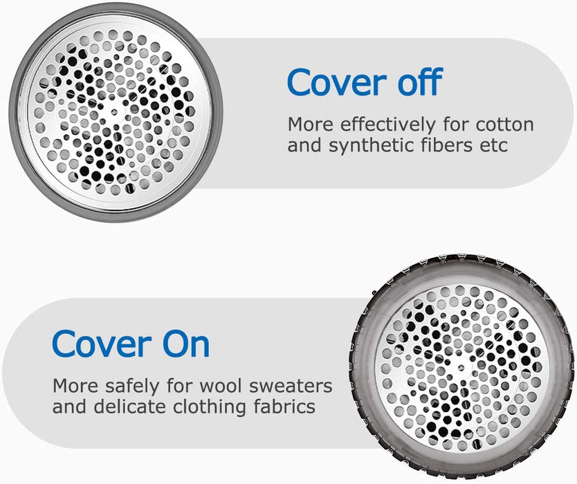 Fabric Shaver and Lint Remover, Sweater Defuzzer with 2-Speeds, 2 Replaceable Stainless Steel Blades, Battery Operated, Remove Clothes Fuzz, Lint Balls, Pills, Bobbles Gray