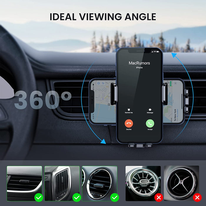 Phone Holder Car [Upgrade Clip Never Fall] Car Phone Holder Mount Automobile Air Vent Hands Free Cell Phone Holder for Car Fit for All Car Mount for Iphone Android Smartphone
