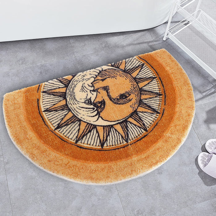 Creative Semi-Circular Area Carpet Anti-Slip Super Absorbent Carpet,Sun and Moon Mat,Shaggy Throw Rug for Living Room Bedroom Bathroom Home Decor
