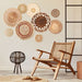 9 Pcs Boho Basket Wall Decals round Modern Peel and Stick Wall Decals Removable Boho Wall Decal Adhesive Boho Nursery Wall Decor for Bedroom Living Room Office Wall, Just Stickers (Classic) (Boho Style)