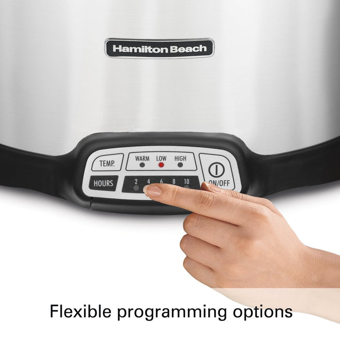 7 Quart Programmable Slow Cooker with Party Dipper, Stainless Steel, 33477