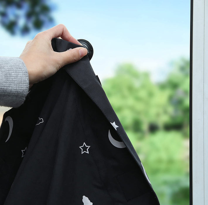 Portable Window Blackout Curtain Shade with Suction Cups for Travel, Kids, and Baby Nursery - 50" X 78", Moon & Stars - 1-Pack