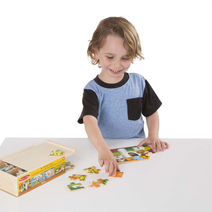Pets 4-In-1 Wooden Jigsaw Puzzles in a Storage Box (48 Pcs) | Fsc-Certified Materials