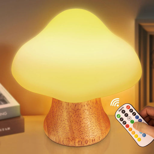Wooden Mushroom Lamp Mushroom Night Light with 16 Color Changing and Dimmable Anniversary Birthday Gifts for Women Mom Grandma