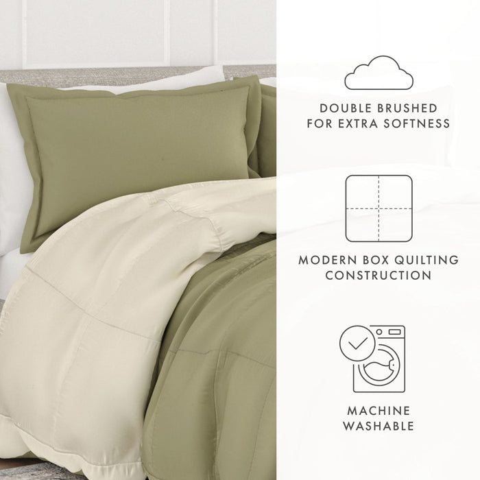 Sage & Ivory down Alternative, 3-Piece Reversible Comforter Set, Full/Queen, by Noble Linens