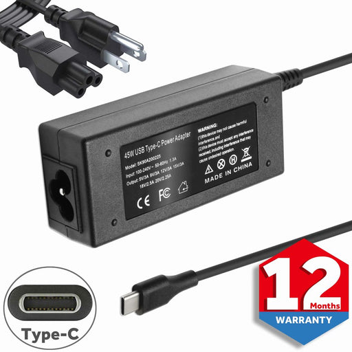 45W Type C USB AC Charger Fit for HP Chromebook X360 14 14A G5 11 11A G6 G7 EE Spectre Elite X2 14B-Ca0013Dx 14-Db0023Dx 14-Ca003Cl 918337-001 844205-850 828769-001 Laptop Power Adapter Supply Cord