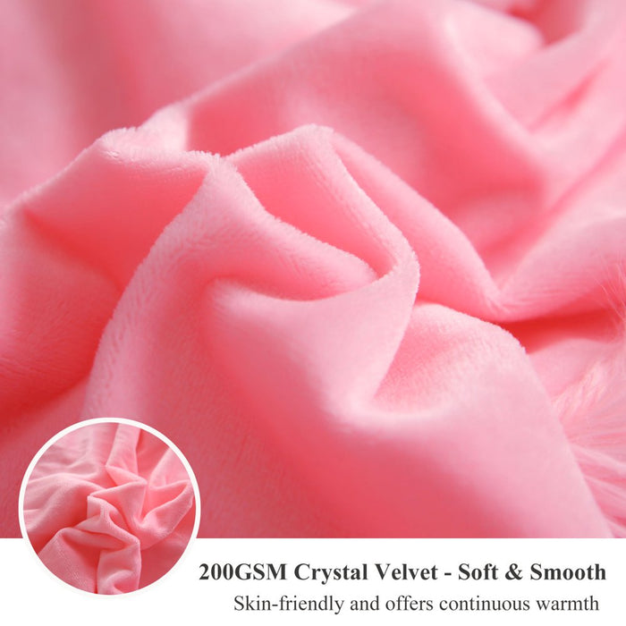3 Piece Fluffy Duvet Cover Set, Luxury Ultra Soft Faux Fur Fuzzy Comforter Cover Set, Velvet Shaggy Plush Furry Bedding Set with 2 Pillow Covers, Zipper Closure, Queen Size, Pink