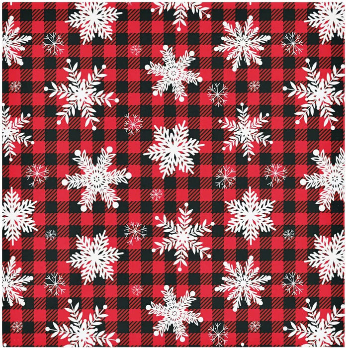 Wusikd Snowflakes Buffalo Plaid Cloth Napkins Set of 6 Winter Christmas Dinner Napkins Solid Washable Reusable Polyester Table Napkins Oversized 20"X20" with Hemmed Edges for Home Weeding Decoration