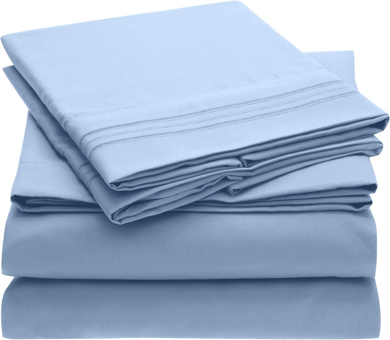Queen Sheets - Hotel Luxury Bedding Sheets & Pillowcases - Extra Soft Cooling Bed Sheets - Deep Pocket up to 16" - Wrinkle, Fade, Stain Resistant - 4 Piece (Queen, Blue Hydrangea)