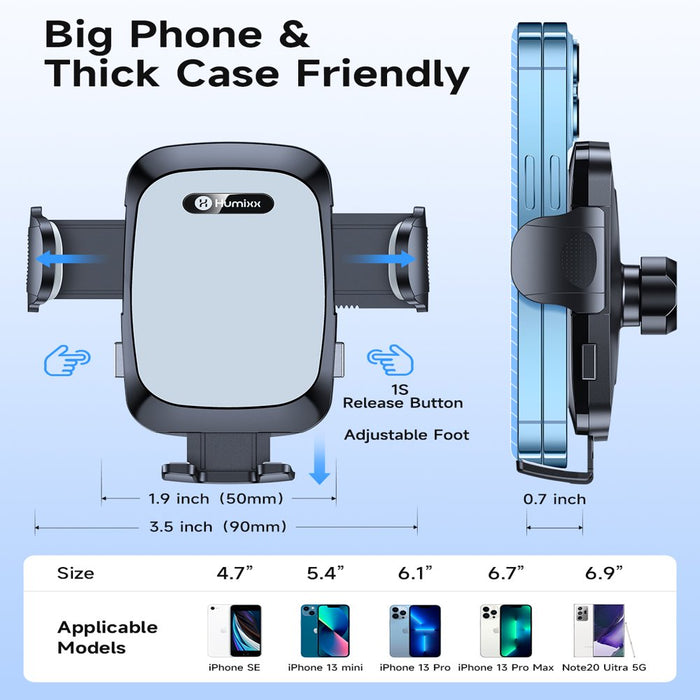 [2023 OVER-THE-TOP Stabiility]  Phone Mount for Car Vent Clip Universal Grey Car Phone Holder Mount Hands-Free Cell Phone Holder for Car Air Vent Clip for Iphone 14 Samsung Note ＆ All Phones