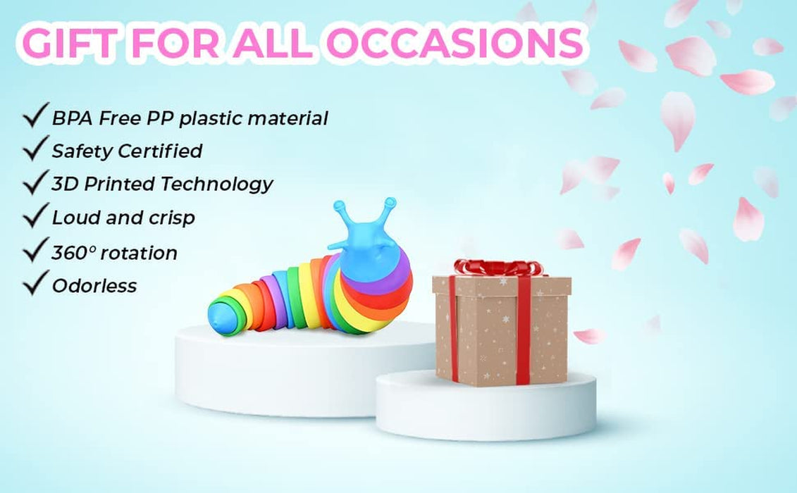 Push Pop Bubble Fidget Slug Sensory Toy - for Autism, Stress, Anxiety - Kids and Adults (Slug)
