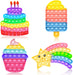 4 Pack Pop Fidget Toys, Its Poppers Bubble with Pop Sound Sensory Fidget Toy, Cake Popsicle Ice Cream Star for Kids and Adults Stress Relief, ADHD Autism Silicone Pressure Relieving Toys