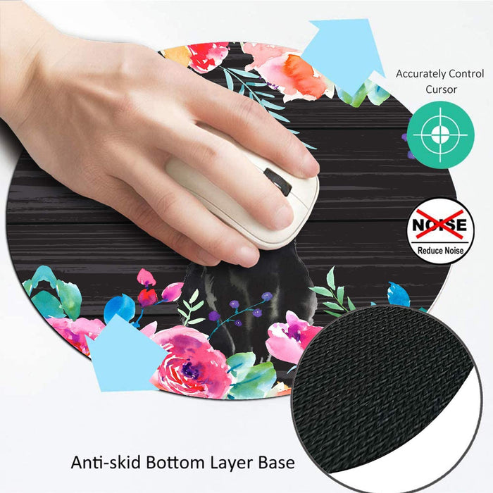 Round Mouse Pad,Black Cat Non-Slip Rubber Circular Mouse Pads Customized Designed for Home and Office,7.9 X 7.9Inch