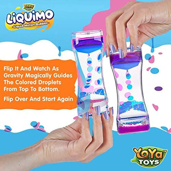 Liquimo - Liquid Motion Bubbler for Kids and Adults (3-Pack) - Hourglass Liquid Bubbler - Timer for Sensory Play, Fidget Toy - Stress Management - Cool Desk Décor