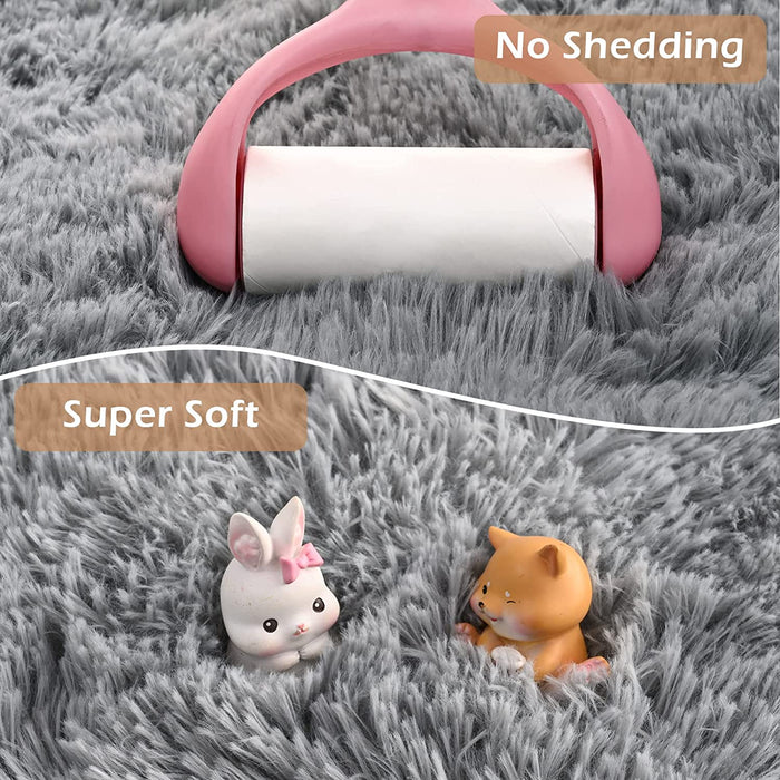 Fluffy Bedroom Rug 4 X 6 Ft Area Rugs for Living Room, Super Soft Shag Rug, Indoor Modern Fluffy Carpet Rugs for Bedroom Kids Girls Room Dorm Home Decor, Non-Slip Plush Nursery Rug, Grey