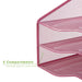 Mind Reader 3-Tier Mesh Desk File Organizer Tray with 5 Compartments, Pink