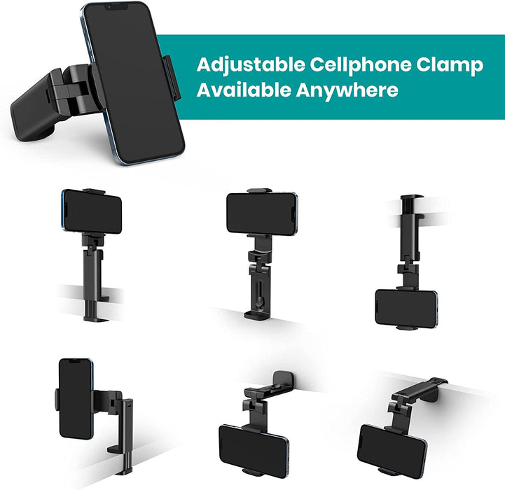 Universal Airplane Phone Stand Holder, Klearlook Travel Essentials Phone Mount for Desk with 360 Degree Rotation, Handsfree Travel Must Haves Phone Clip, Flexible Travel Accessories for Flying
