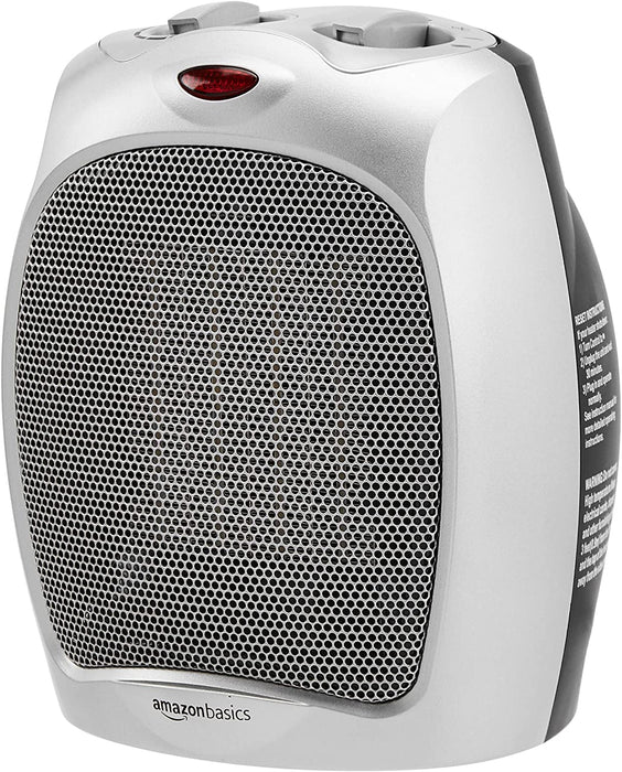 1500W Oscillating Ceramic Heater with Adjustable Thermostat, Silver