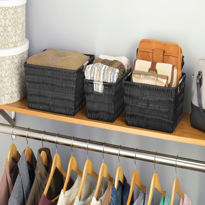 Whitmor Rattique® Storage Tote Baskets - Set of 3 - Black