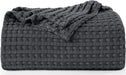 Cotton Waffle Blanket 300 GSM (Charcoal - 90X108 Inches) Soft Lightweight Breathable Bed Blanket King Size Layering Any Bed for All Season