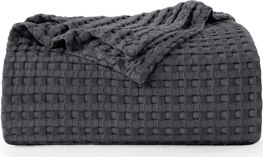 Cotton Waffle Blanket 300 GSM (Charcoal - 90X108 Inches) Soft Lightweight Breathable Bed Blanket King Size Layering Any Bed for All Season