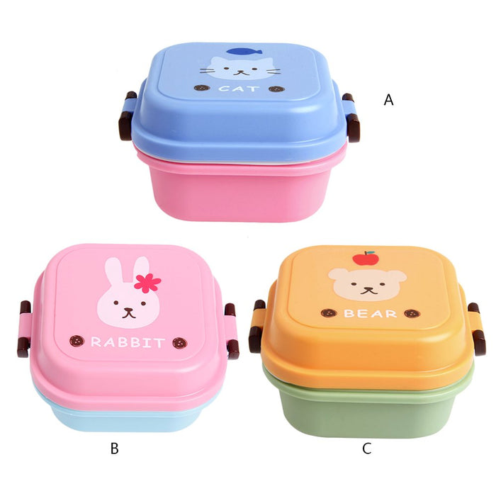 Kids Colorful Cartoon Small Lunch Box Portable Picnic 2 Layer Sealed Food Fruit Container Microwave Storage Bento Box