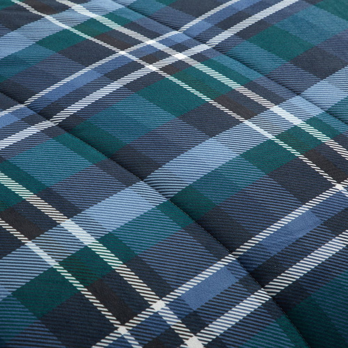 Mainstays Reverse to Sherpa Comforter Set, Full/Queen, Blue Plaid, Patterned Polyester