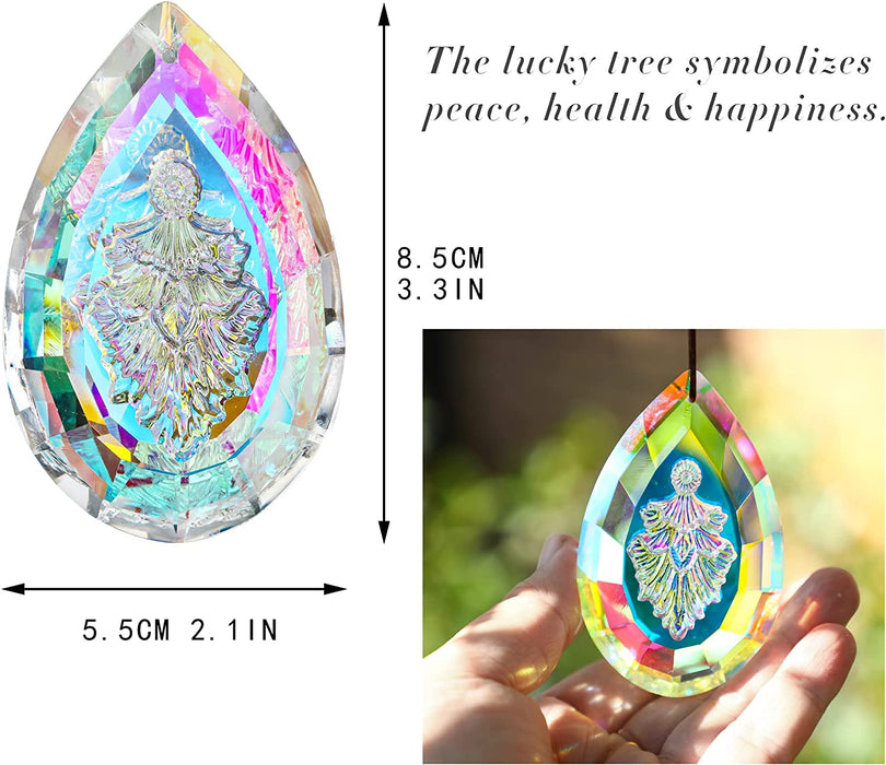 89Mm/3.5In Crystal Suncatchers for Windows,Crystal Prism Suncatcher,Hanging Crystals for Garden Home Outdoor Decoration