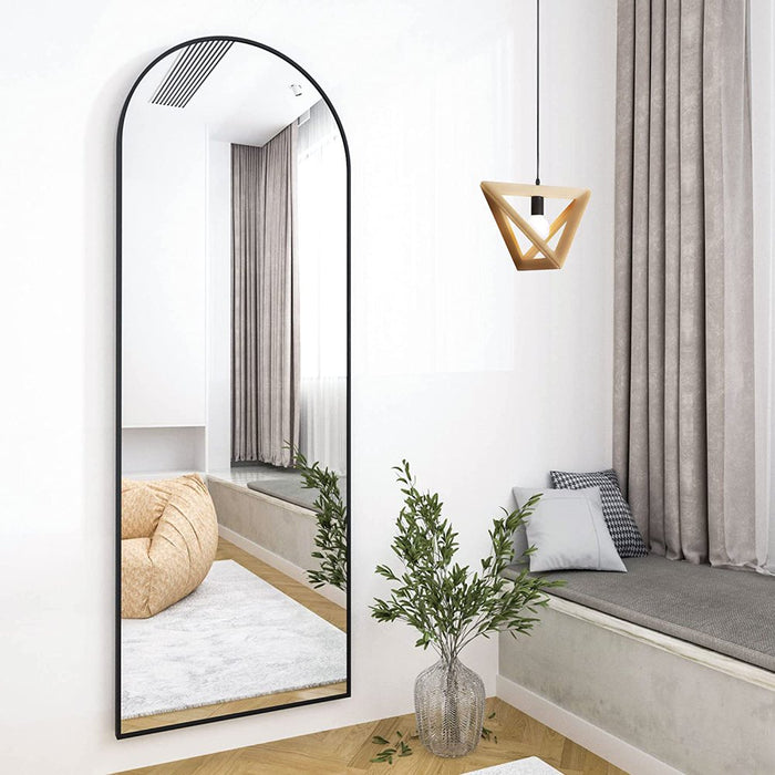 Arched Full Length Floor Mirror 64"X21" Full Body Standing Mirror,Black