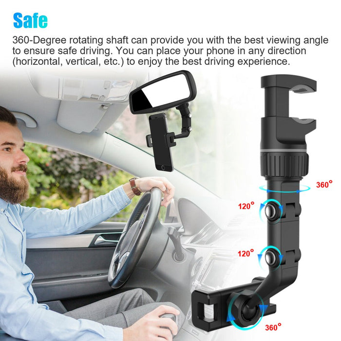Universal 360° Car Mount Holder Phone Stand Rear-View Mirror Clip for Iphone Samsung Cell Phone GPS