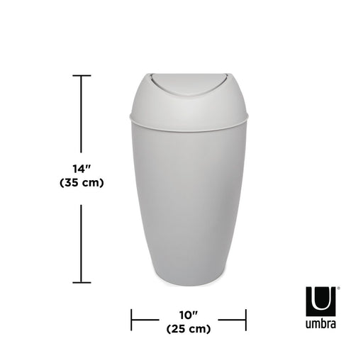 2.4 Gal Twirla Polypropylene Swing-Top Lid Bathroom Trash Can Garbage Can, Grey