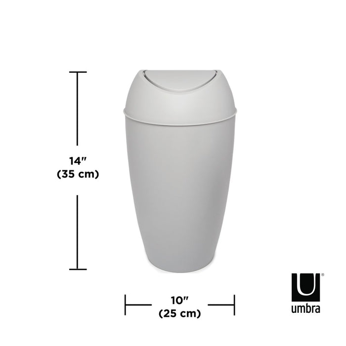 2.4 Gal Twirla Polypropylene Swing-Top Lid Bathroom Trash Can Garbage Can, Grey