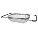 over the Sink Deep Well Oval Stainless Steel Colander Fine Mesh W/ Extendable Handle