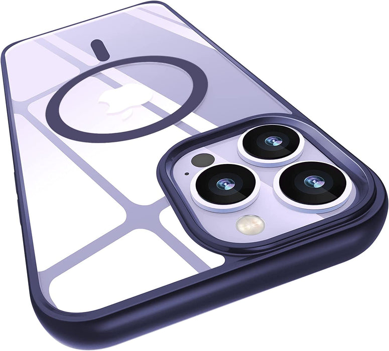 Magnetic Case for Iphone 14 Pro Max Case [Mil-Grade Drop Tested & Compatible with Magsafe] Translucent Matte Back with Aluminum Alloy Keys, Anti-Fingerprint Anti-Scratch 6.7 Inch, Black