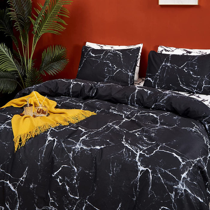 Black White Comforter Set Full Black Marble Bedding Comforter Sets Full Men Boys Women Comforter Black Comforter Sets 3Pcs Black Comforter Sets Full Size