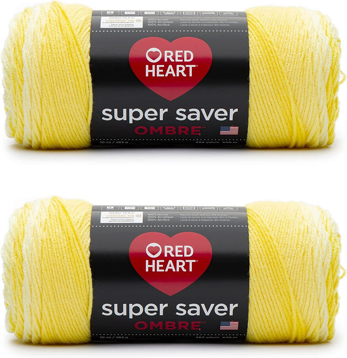 Red Heart Super Saver Jumbo Yarn, Sunny 2 Pack