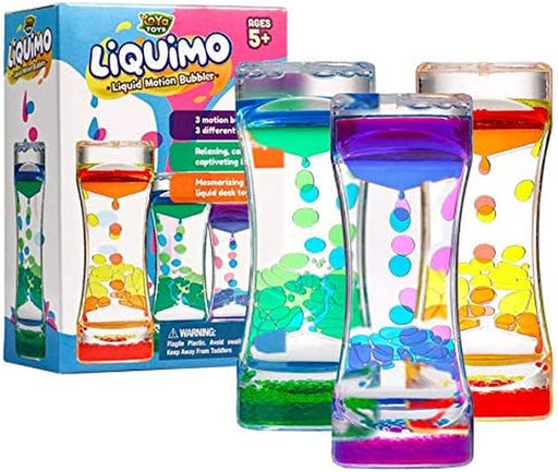 Liquimo - Liquid Motion Bubbler for Kids and Adults (3-Pack) - Hourglass Liquid Bubbler - Timer for Sensory Play, Fidget Toy - Stress Management - Cool Desk Décor
