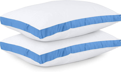 Bed Pillows for Sleeping Queen Size (Blue), Set of 2, Cooling Hotel Quality, Gusseted Pillow for Back, Stomach or Side Sleepers