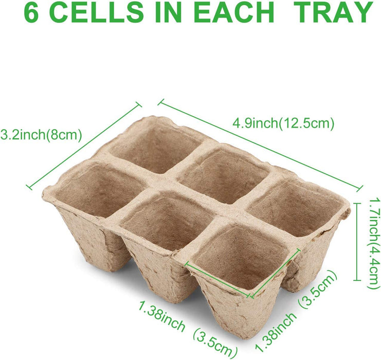 72 Cells Peat Pots Seed Starter Trays, 12 Packs Biodegradable Seedling Pots Germination Trays, Organic Plant Starter Kit with 15 Pcs Plant Labels