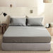 Simple&Opulence 100% Linen Sheet Set Solid Color-4 Pcs Washed French Linen Bed Sheets(1 Flat Sheet,1 Fitted Sheet,2 Pillowcases)-Breathable Bedding Set (Grey, Queen)