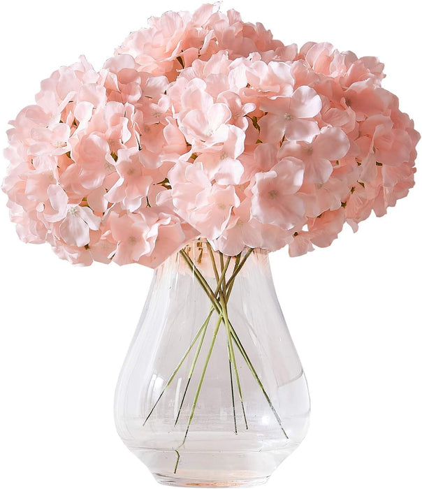 Artificial Hydrangea Flowers Blush Heads 10 Fake Hydrangea Silk Flowers for Wedding Centerpieces Bouquets DIY Floral Decor Home Decoration with Stems.
