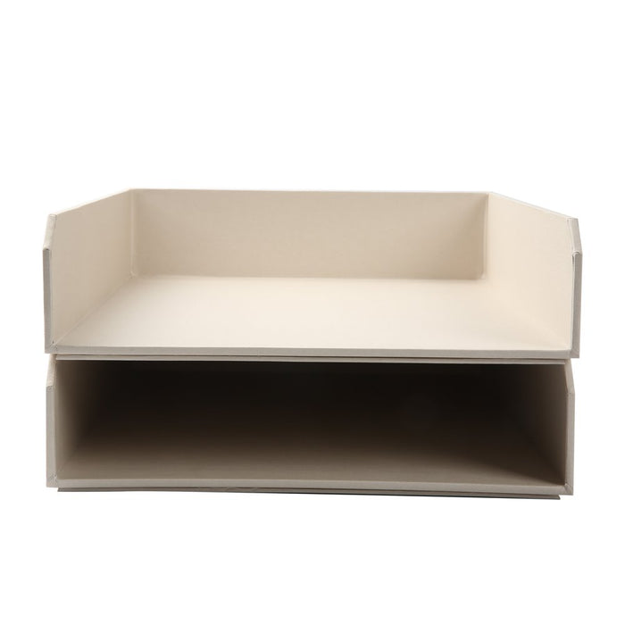 2 Piece Set Paperboard Paper Tray Desk Organizer Papyrus Beige