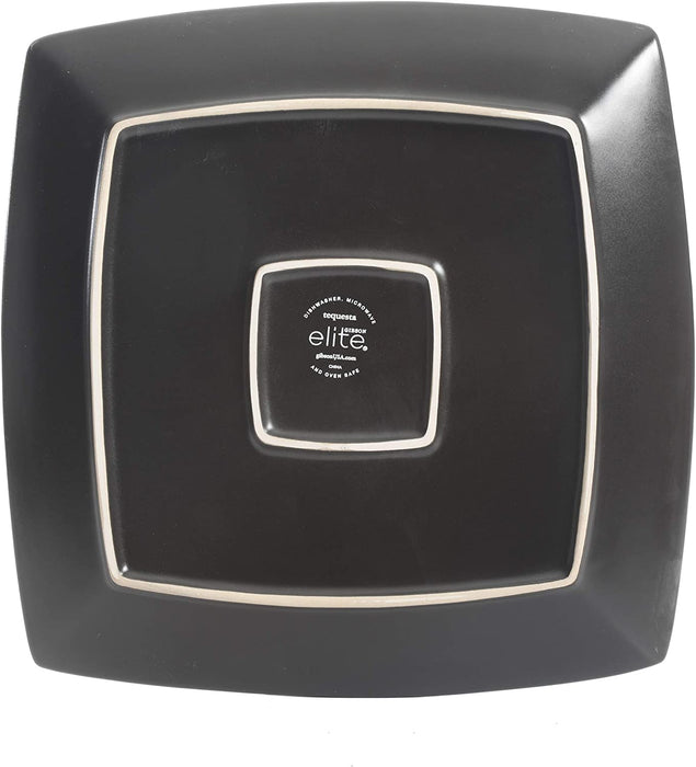 Gibson Elite Tequesta Square Reactive Glaze Stoneware Dinnerware Set, Service for 4 (16Pcs), Taupe