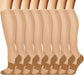 Graduated Copper Compression Socks for Men & Women Circulation 8 Pairs 15-20Mmhg - Best for Running Athletic Cycling