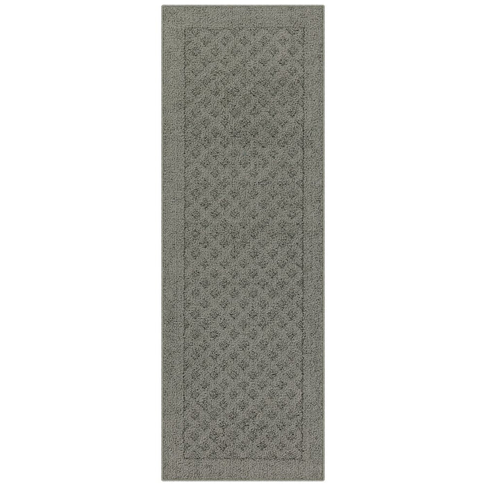 Mainstays Dylan Solid Diamond Traditional Runner Pewter Rug, 1'9"X5'