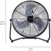 20" High Velocity Industrial Fan, Black,