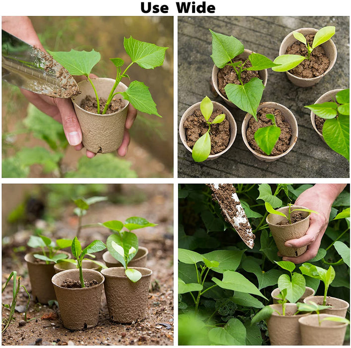 Baxrou 120 Packs 3.15 Inch Peat Pots Plant Starters for Seedling, Biodegradable Herb Seed Starter Pots Kits, Seedling Pots, Garden Germination Nursery Pot Wit 30 Plant Labels, 2 Transplant Tools.