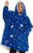 JR | the Original Oversized Microfiber & Sherpa Glow in the Dark Wearable Blanket for Kids, Seen on Shark Tank, One Size Fits All (Blue Glow Outerspace)