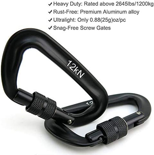 Hammock Carabiner Clip,12Kn 7075 Aluminium Alloy Carabiners,Heavy Duty Clips 2645Lbs/1200Kg,Perfect Gear for Hammocks Camping Hiking Keyring and Utility